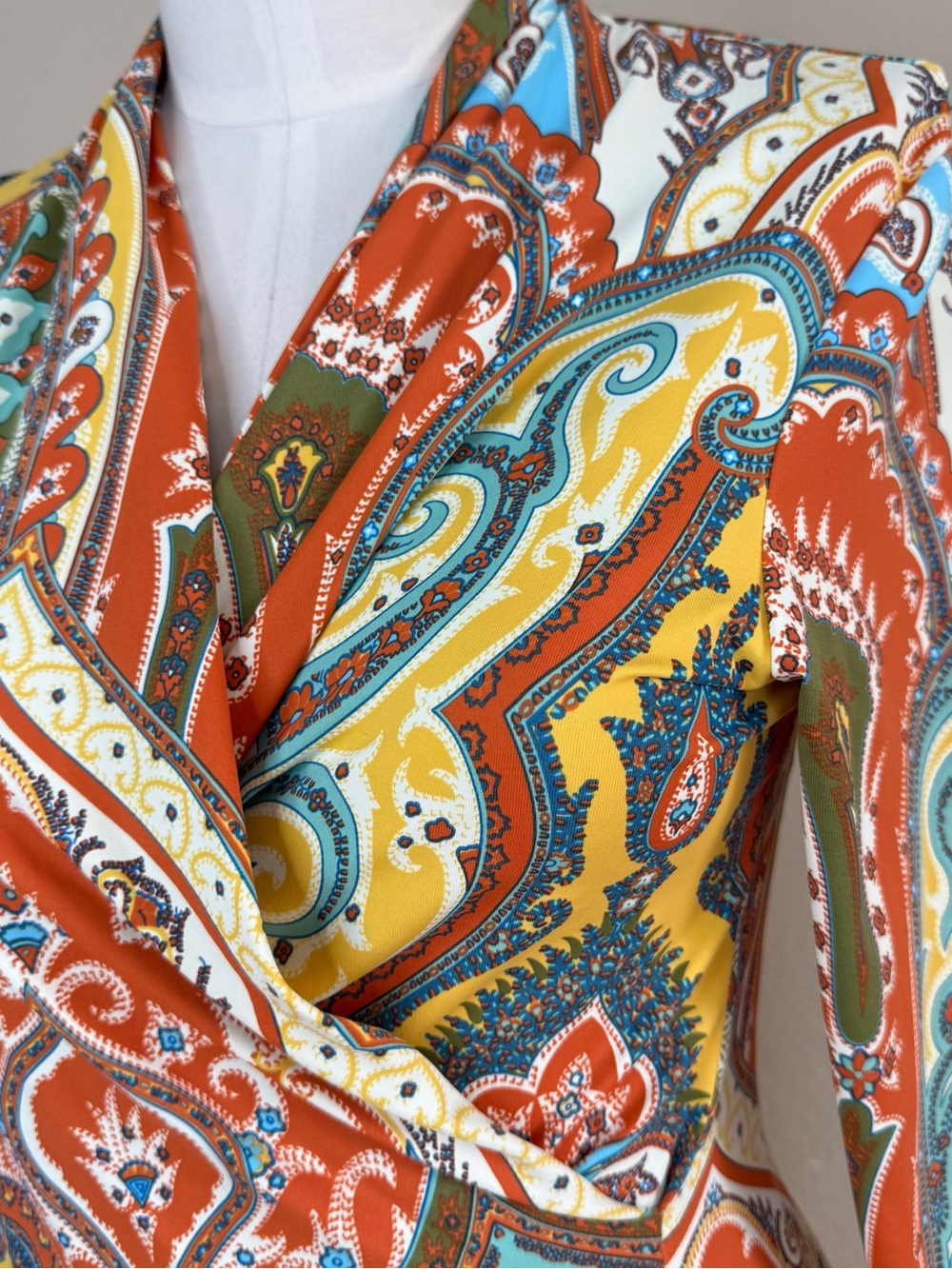 J.McLaughlin Catalina Cloth Lawrence Dress Paisley Print 3/4 Sleeves Midi Size M - Picture 7 of 13